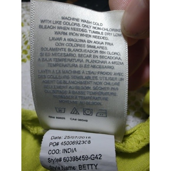 Chelsea & Violet Halter Style Lace Overlay Tank Top - White/Lime Green - Size S - Picture 5 of 6